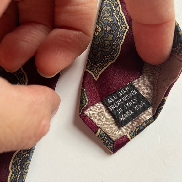 Vintage Christian Dior Monsieur Neck Tie Geometric Design Silk Designer Men's - Picture 5 of 11